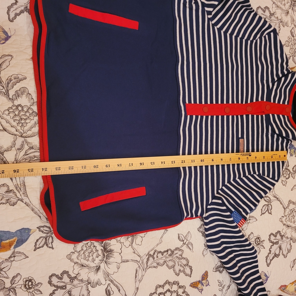 Vineyard Vines Snap Placket Shep Pullover Red White And Blue-Sz Large - Picture 8 of 9